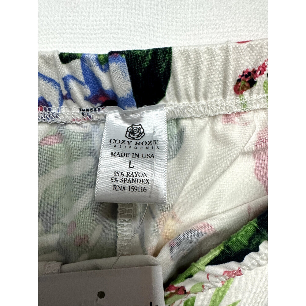 Cozy Rozy PJ Camisole & Pants 2-Piece Pyjama In White Tropical Print Size L - Picture 8 of 8
